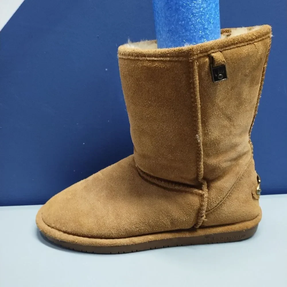 BEARPAW‎ Winter Boots Womens Size 10 Tan Suede Leather Sheepskin Wool Lining